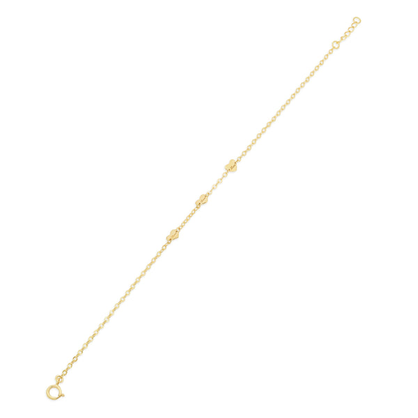 14KB0006. - 14 Karat Yellow Gold Heart Engraved Love Charm Adjustable Bracelet