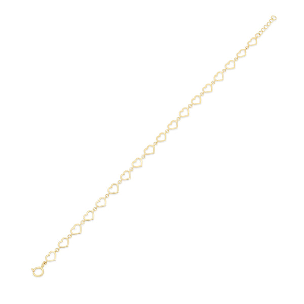 14KB0008. - 14 Karat Yellow Gold Multi Heart Charms Adjustable Bracelet