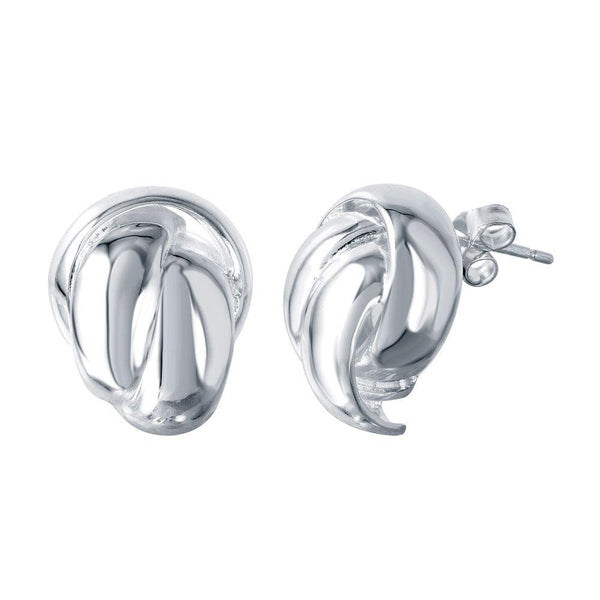 Silver 925 Rhodium Plated Overlapping Stud Earrings