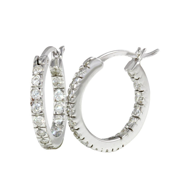 Rhodium Plated 925 Sterling Silver 2.5mm Hoop Earrings