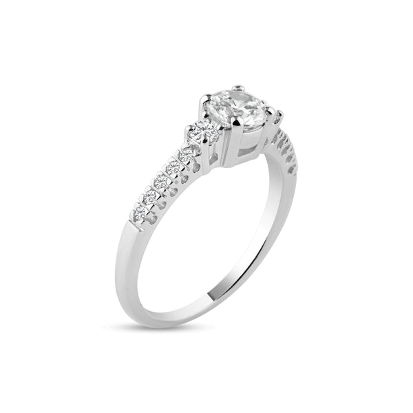 Silver 925 Rhodium Plated Pave CZ Past Present Future Ring