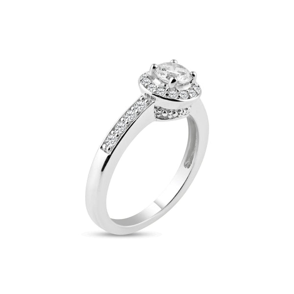 Silver 925 Rhodium Plated Pave Clear Cluster CZ Ring