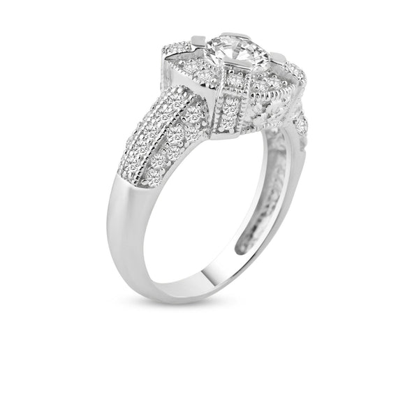 Silver 925 Rhodium Plated Pave CZ Ring