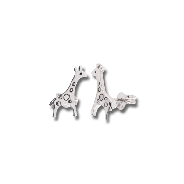 Rhodium Plated 925 Sterling Giraffe 6.6mm x 11.4mm Stud Earring