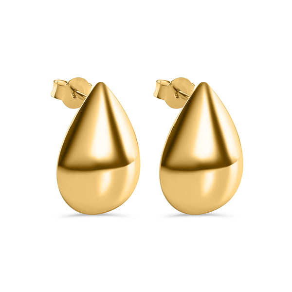 Gold Plated 925 Sterling Silver Teardrop 16mm x 21.5mm Stud Earring