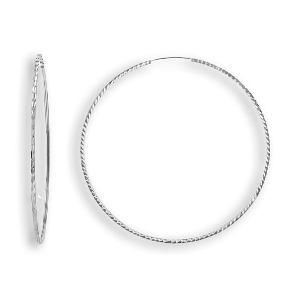 Rhodium Plated 925 Sterling Silver Braided Hoop Earring