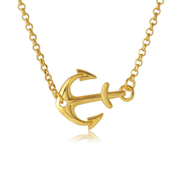 Silver 925 Gold Plated Anchor Necklace