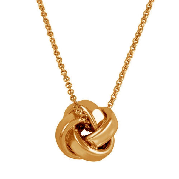 Rose Gold Plated 925 Sterling Silver Knot Pendant Necklace
