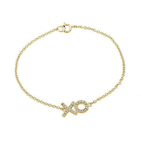 Silver 925 Gold Plated XO CZ Bracelet