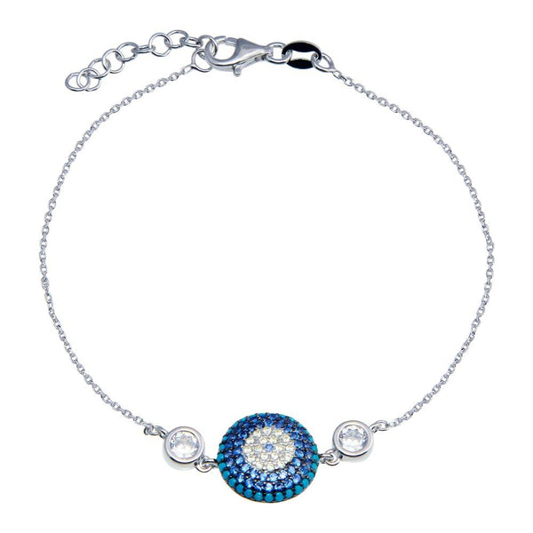925 Sterling Silver CZ Evil Eye Bracelet