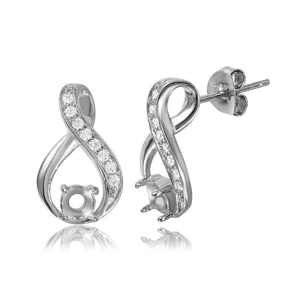 Silver 925 Infinity Designed Personalized Mounting With Cubic Zirconia Stones Earrings