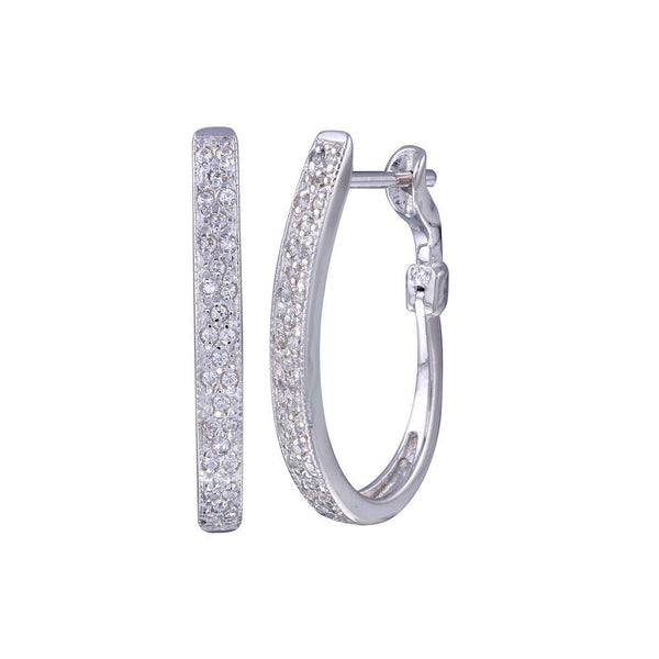 Silver 925 Rhodium Plated Micro Pave CZ Inlay Stud Earrings