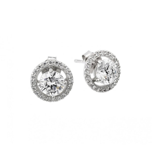 Silver 925 Rhodium Plated CZ Cluster Earrings