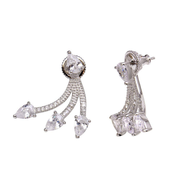 Rhodium Plated 925 Sterling Silver Front and Back CZ Earrings