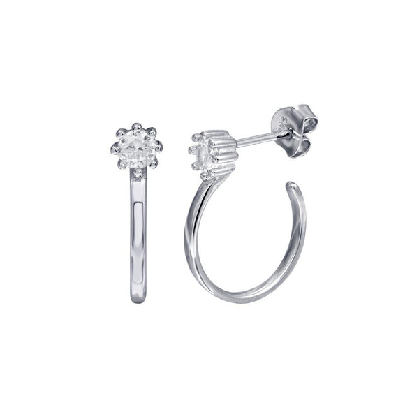 925 Sterling Silver CZ Semi Hoop Single
