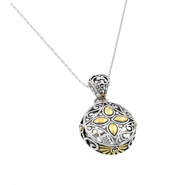 Silver 925 Gold and Rhodium Plated Round Center Yellow Flower CZ Necklace