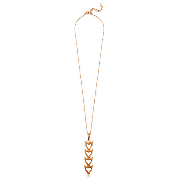 Rose Gold Plated 925 Sterling Silver Personalized 4 Heart Drop Mounting Necklace