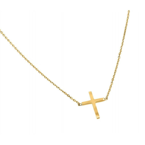 Silver 925 Gold Plated Plated Clear CZ Square Cross Pendant Necklace
