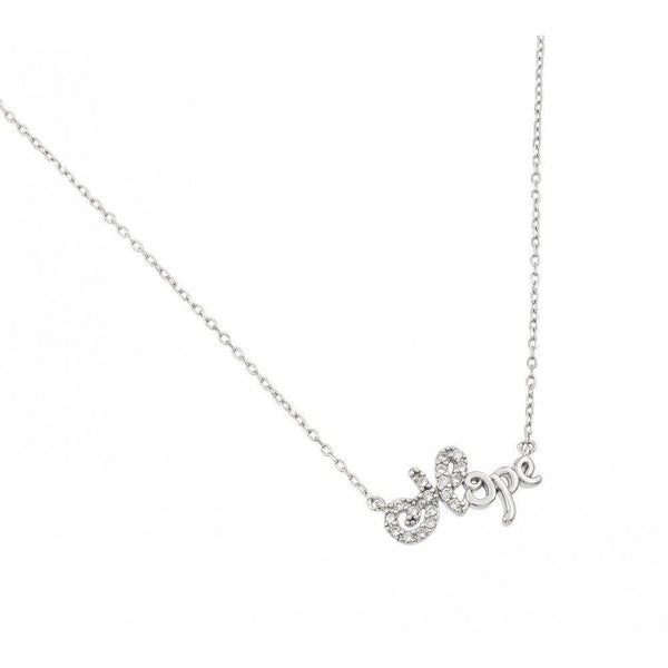 Silver 925 Rhodium Plated CZ Hope Necklace