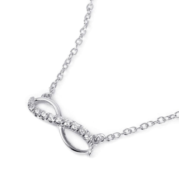 Silver 925 Infinity Symbol Shaped Pendant with CZ Accents Necklace