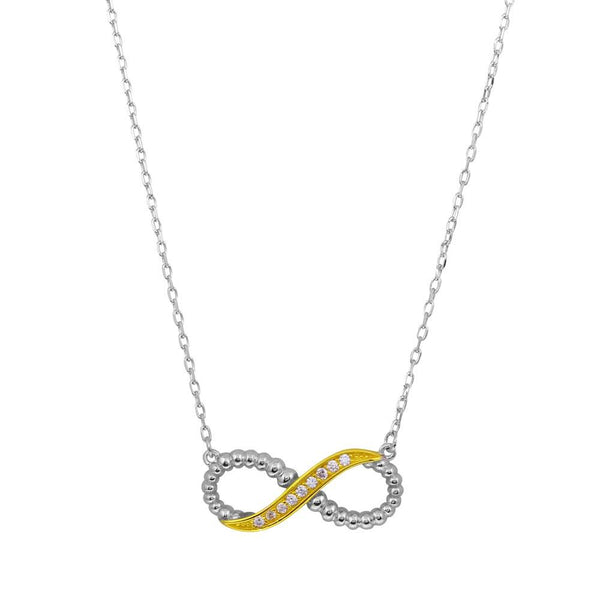 Two-Tone 925 Sterling Silver Rhodium Gold Plated Infinity CZ Necklace