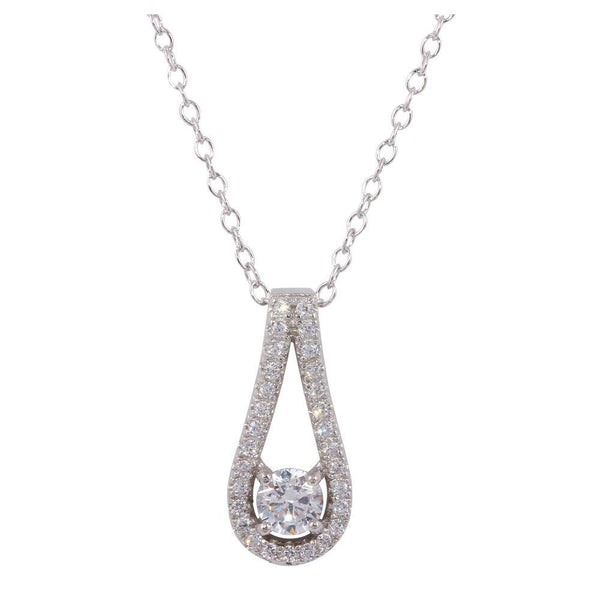 Rhodium Plated 925 Sterling Silver Accent Necklace with CZ