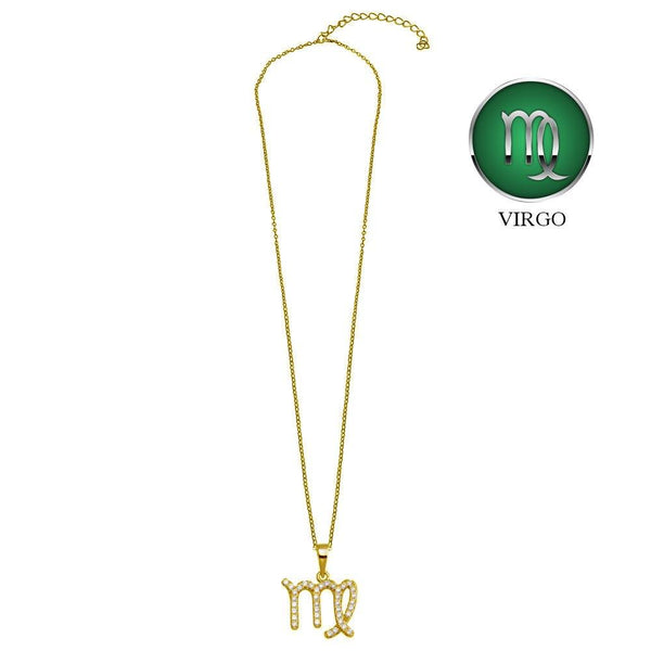 Gold Plated 925 Sterling Silver Virgo CZ Zodiac Sign Necklace