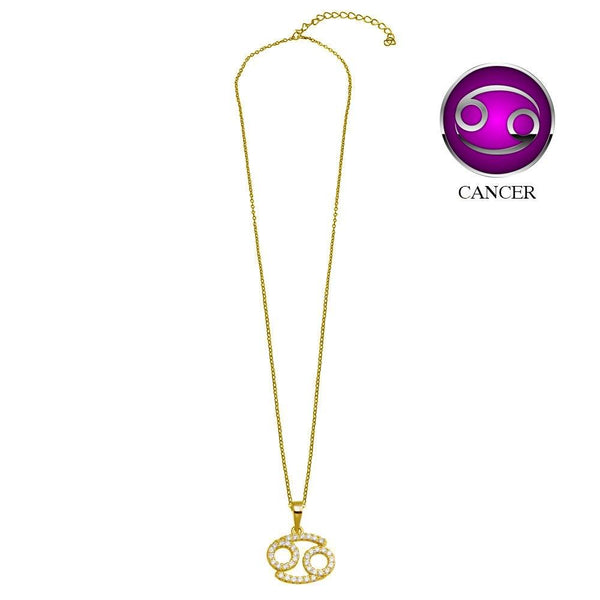 Gold Plated 925 Sterling Silver Cancer CZ Zodiac Sign Necklace