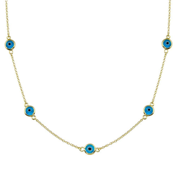 Gold Plated 925 Sterling Silver Evil Eye by the Yard Necklace