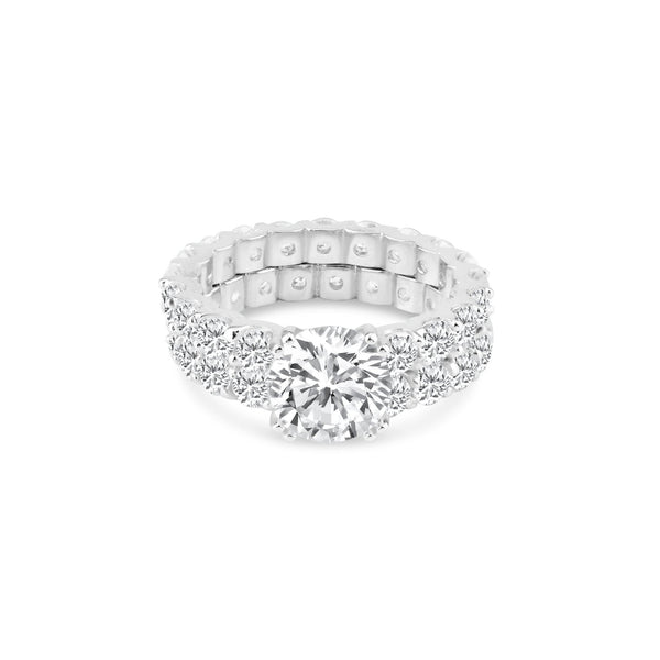 Rhodium Plated 925 Sterling Silver Clear Square Center CZ Bridal Ring Set