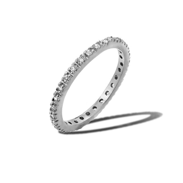 Rhodium Plated 925 Sterling Silver Plated Birthstone Inlay Eternity Ring April