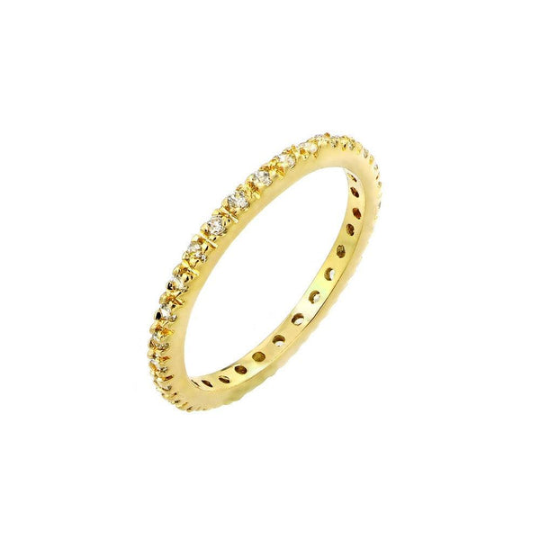 Silver 925 Gold Plated Plated Clear CZ Inlay Eternity Ring