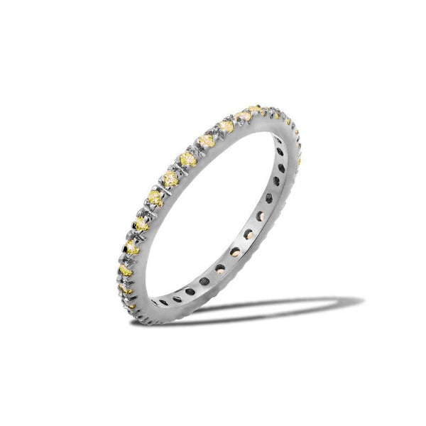 Rhodium Plated 925 Sterling Silver Plated Birthstone Inlay Eternity Ring November