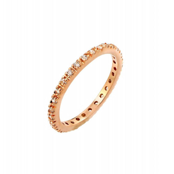 Silver 925 Rose Gold Plated Plated Clear CZ Inlay Eternity Ring