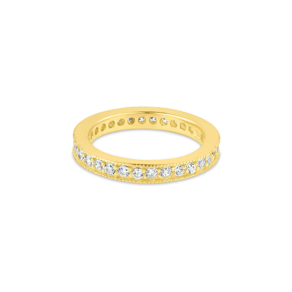 Silver 925 Gold Plated Clear CZ Stackable Eternity Ring