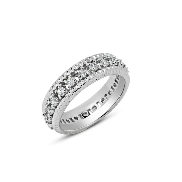 Silver 925 Rhodium Plated Channel Set Clear CZ Eternity Ring