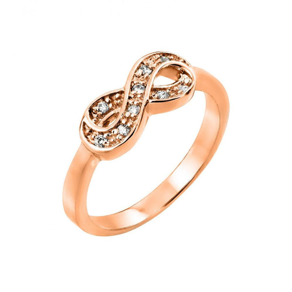 Silver 925 Rose Gold Plated Clear CZ Mini Infinity Ring