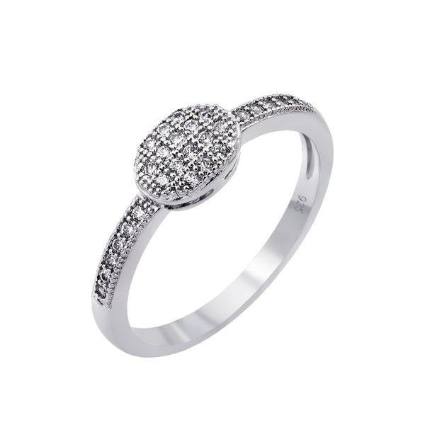 Silver 925 Rhodium Plated Clear Inlay CZ Oval Ring