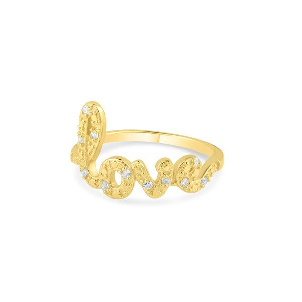 Silver 925 Gold Plated Clear CZ Love Ring