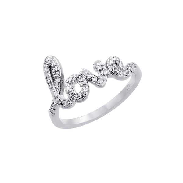 Silver 925 Rhodium Plated Clear CZ Love Ring
