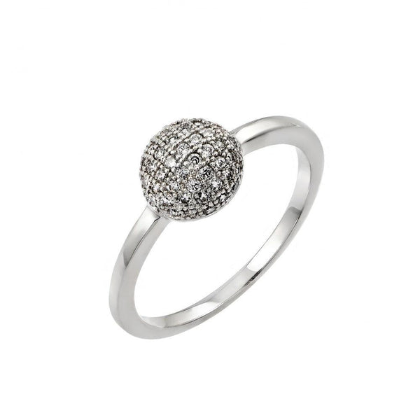 Silver 925 Rhodium Plated Clear Pave Set CZ Bead Ring