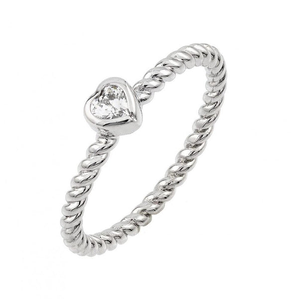 Silver 925 Rhodium Plated Rope CZ Ring
