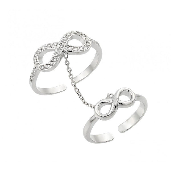 Silver 925 Rhodium Plated Clear CZ Infinity Knuckle Slave Ring