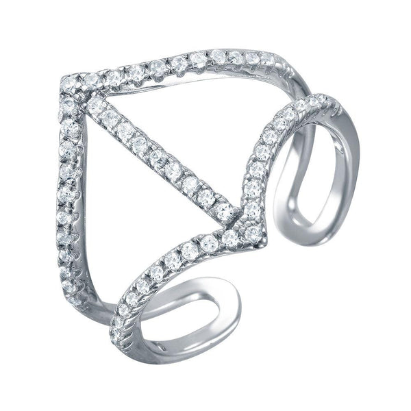 Silver 925 Rhodium Plated Open Shank CZ Encrusted Ring