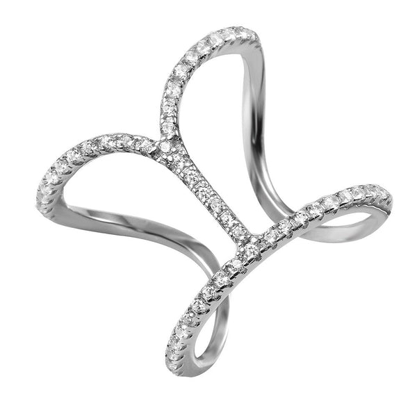 Silver 925 Rhodium Plated Open Dip Strand Ring