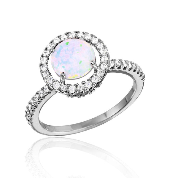Silver 925 Rhodium Plated Round Halo Ring with CZ Stones