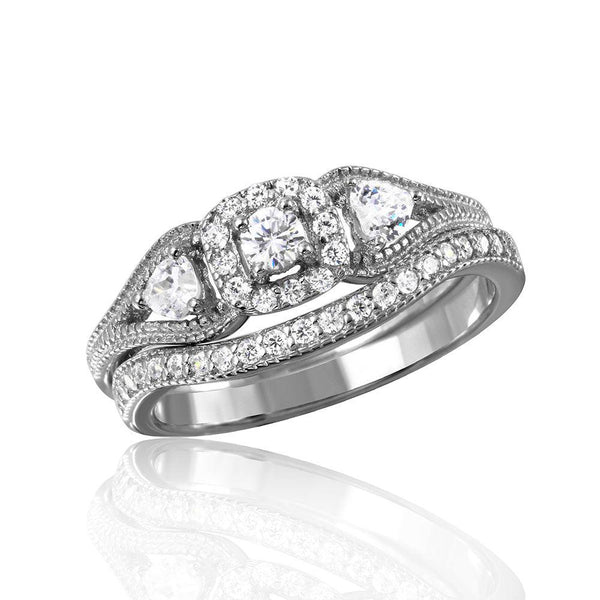 Silver 925 Rhodium Plated Engagement Ring