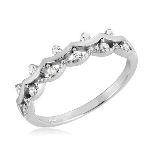 Silver 925 Rhodium Plated Crown Ring