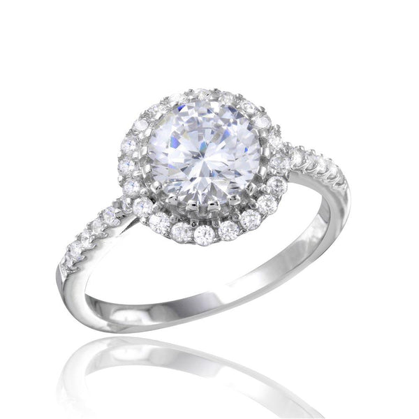 Rhodium Plated 925 Sterling Silver Micro Pave Round CZ Ring