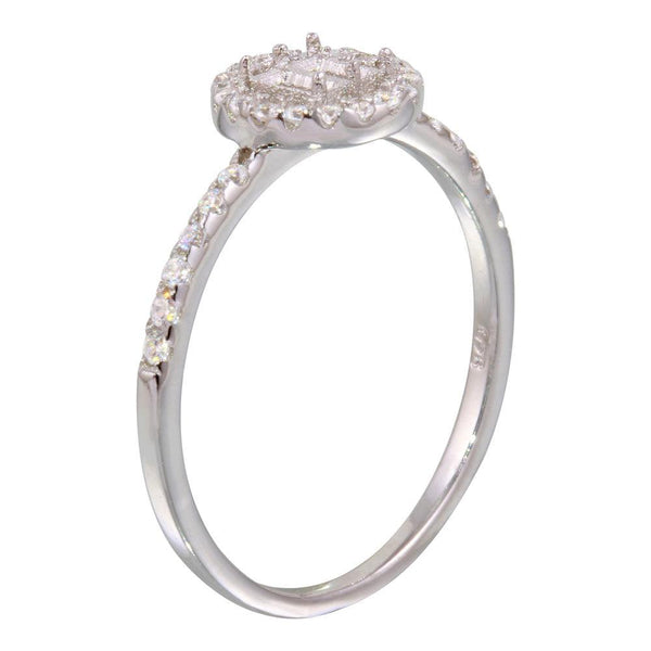 Rhodium Plated 925 Sterling Silver Center Circle Mounting Only Ring with CZ